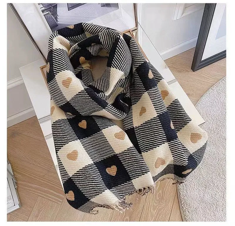 2023 New Winter Scarf Cashmere Brand Women Shawl Luxury Plaid Thick Warm Pashmina Wrap Hijab Foulard Bufanda Female Stoles