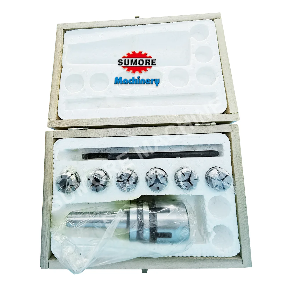 MT2 Milling Collet Chuck Set with ER Collet 6 PCS Set ER Mill Chuck Set Milling Machine Accessories Industrial Workshop Pro