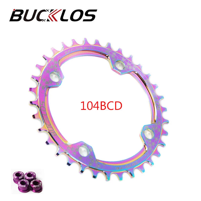 BUCKLOS 104bcd Crown Narrow Wide Chainring 30T 32T 34T 36T 38T Bike Chainring Round Oval MTB Chainwheel Bicycle Part