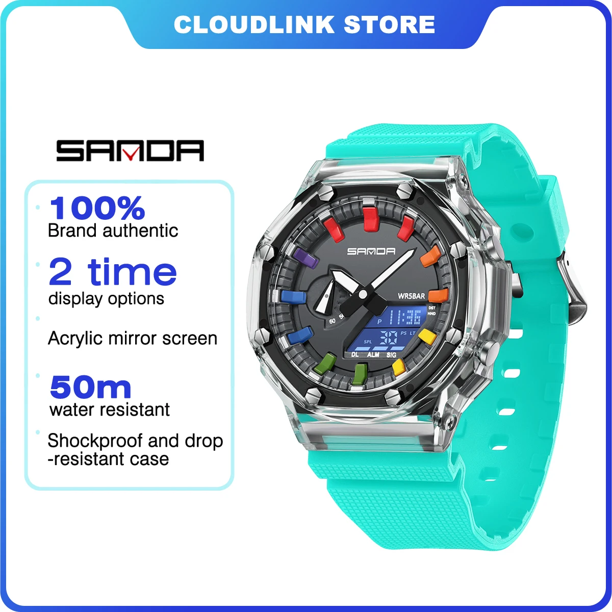 Sanda 3341 Transparent Electronic Watch