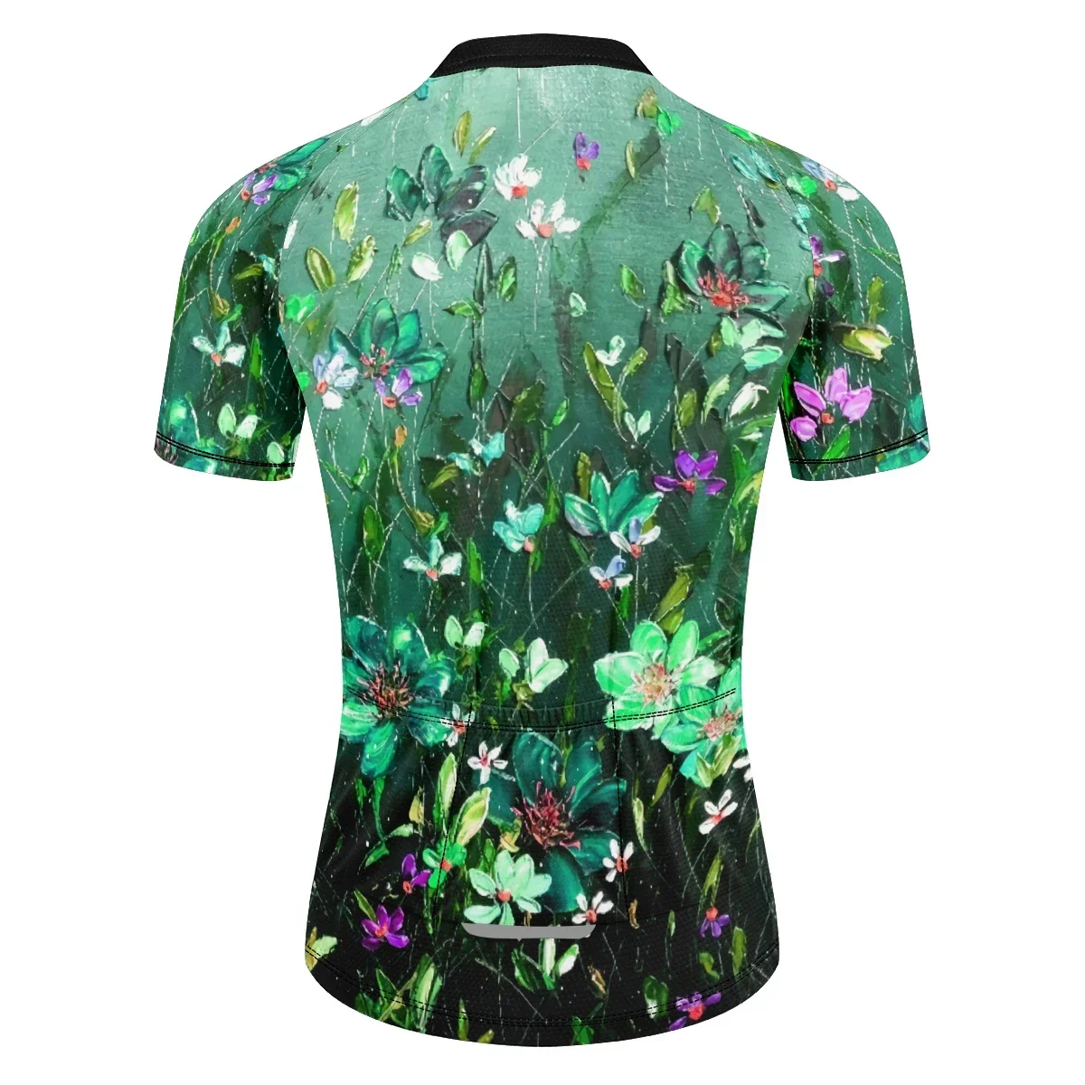 Women's spring/summer cycling sweatshirt Floral pattern breathable quick drying reflective strip