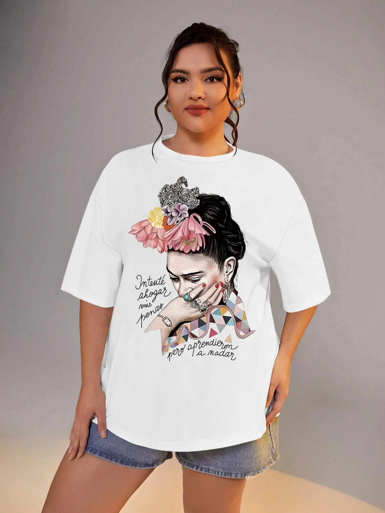 Oversize T-shirts Women Lady Graphic Print Tops Plus Size Clothes for Women 2xl 3xl 4xl 5xl