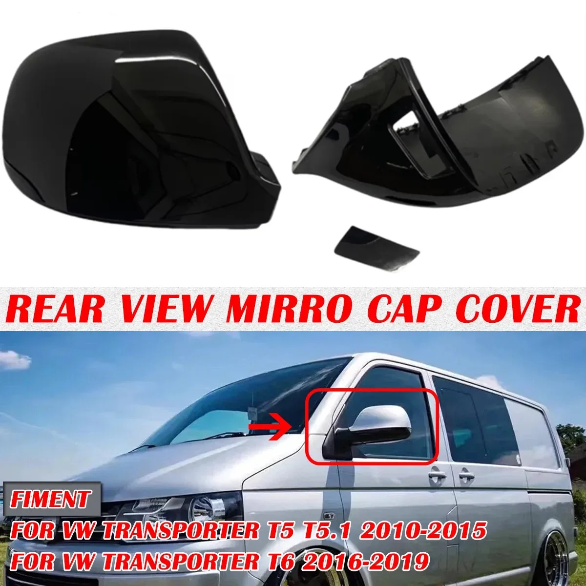 Fits For VW Transporter Amarok T5 T5.1 2010-2015 T6 2016-2019 Pair Car Side Replacement Rearview Mirror Cover Wing Cap Trim
