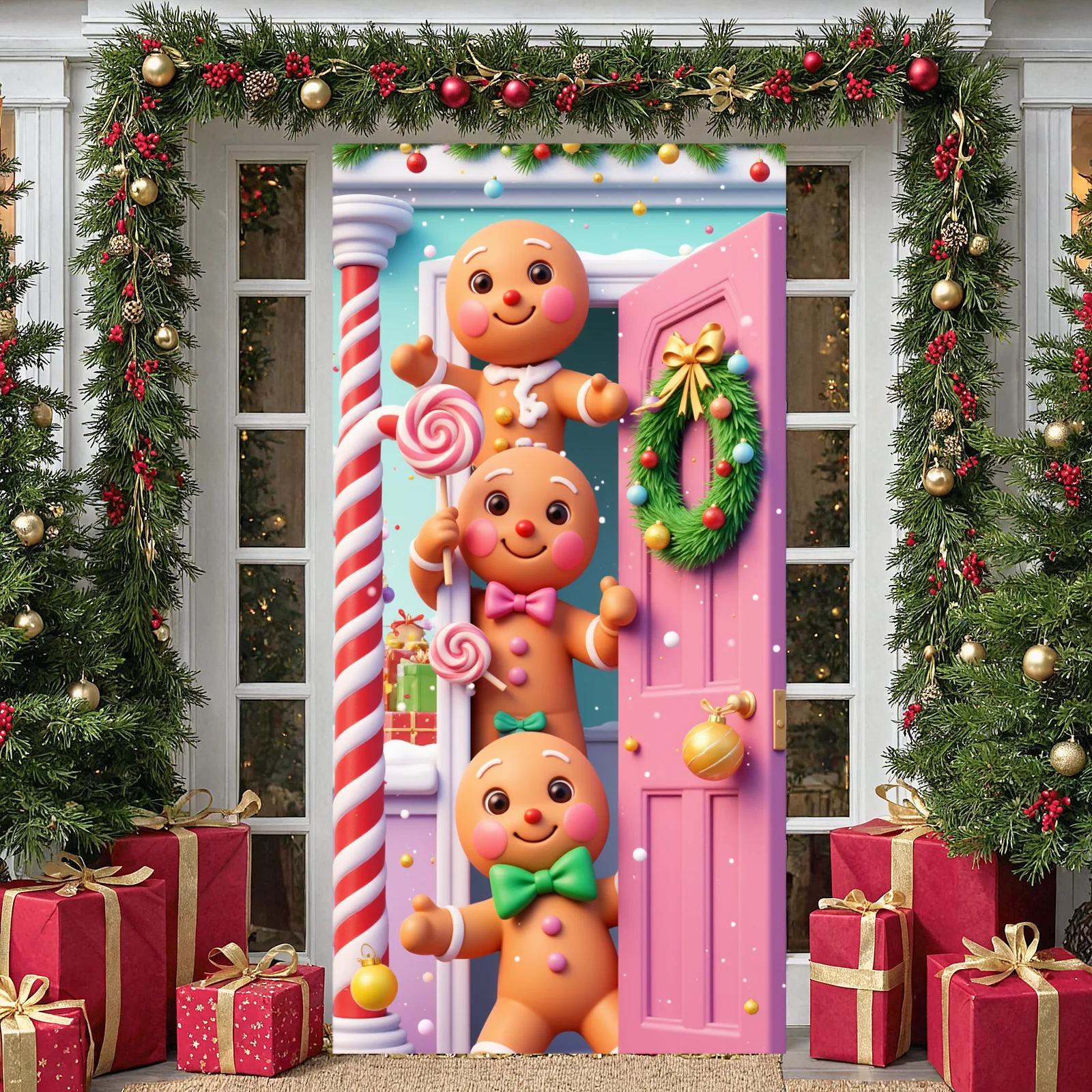 Gingerbread Scene Backdrop Gingerbread Design Xmas Background Gingerbread Christmas Banner Festive Colors Festive Backdrop