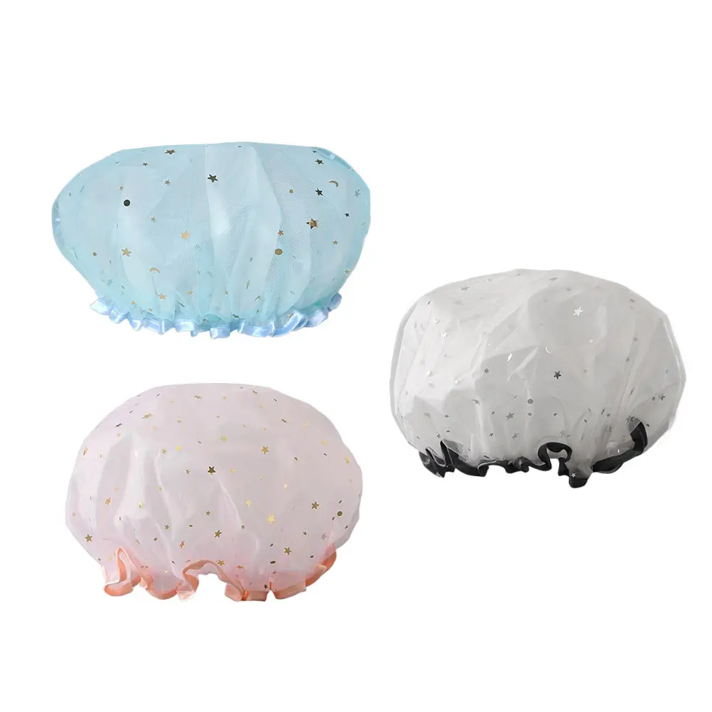 

3 PCS at Night Waterproof Shower Cap Caps Eva Hair Oil Treatment Hats