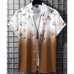 Camisa hawaiana con estampado degradado 3D para hombre, sudadera holgada informal de manga corta de gran tamaño, ropa de alta calidad para fiesta en la playa