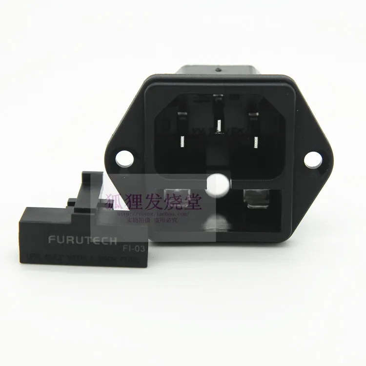 FURUTECH FI-03(R) Hi-Fi IEC Inlet, Rhodium-plated Version with Fuse Holder
