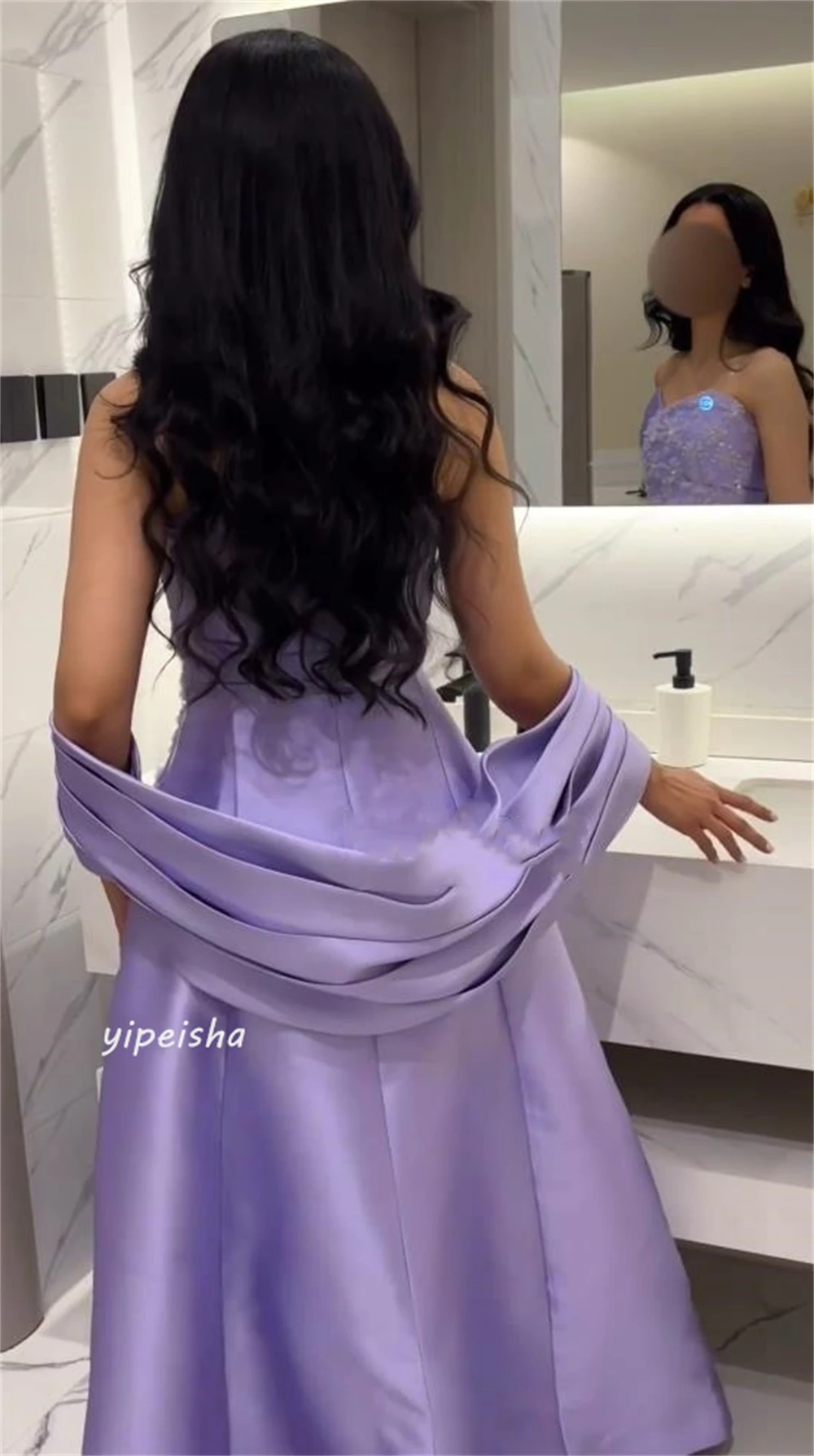 Satin Applique Draped Pleat Celebrity A-line Strapless Bespoke Occasion Gown Long Dresses