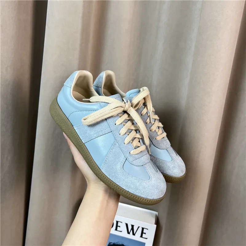 siyueyujie Size 35-40 Real Leather Women Casual Sneakers Breath Tennis Athletic Flats Shoes Low Heels Lace-Up Spring Hike Shoes