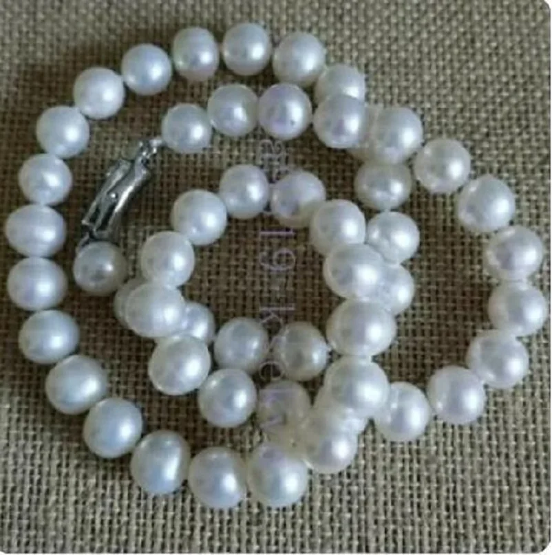 

18 inch natural AAA+9-10mm white sea pearl S925