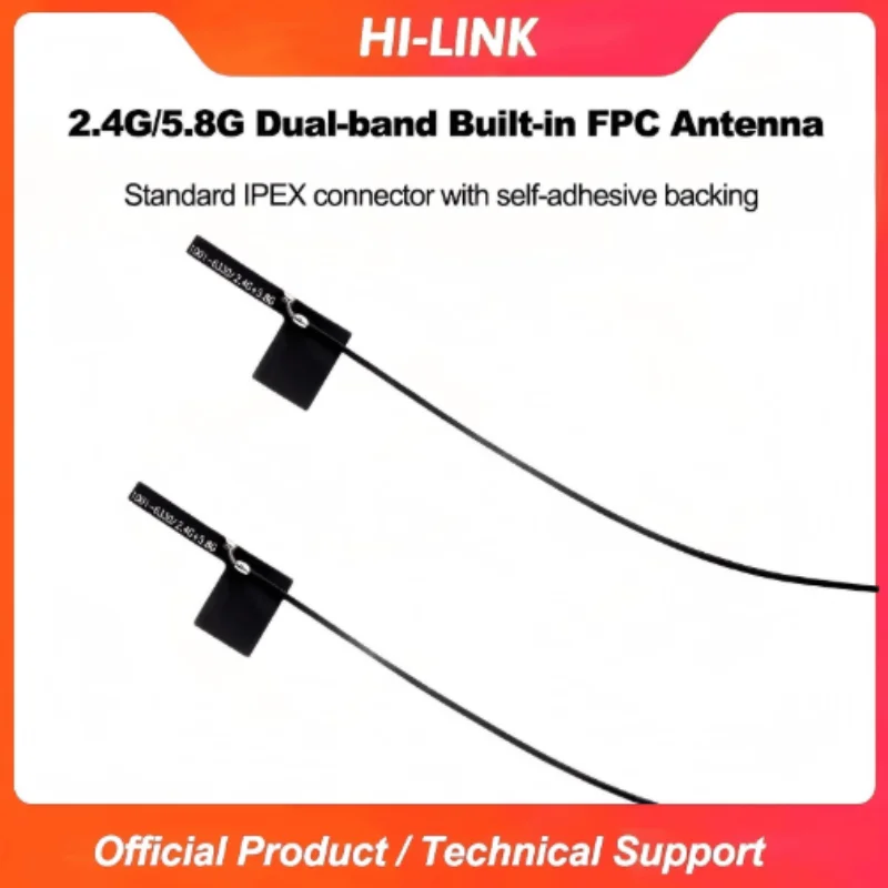 Hi-link 2.4G 5.8G Dual Band Omni High Gain Built-in FPC Flexible WiFi Antenna, Standard IPEX Connector