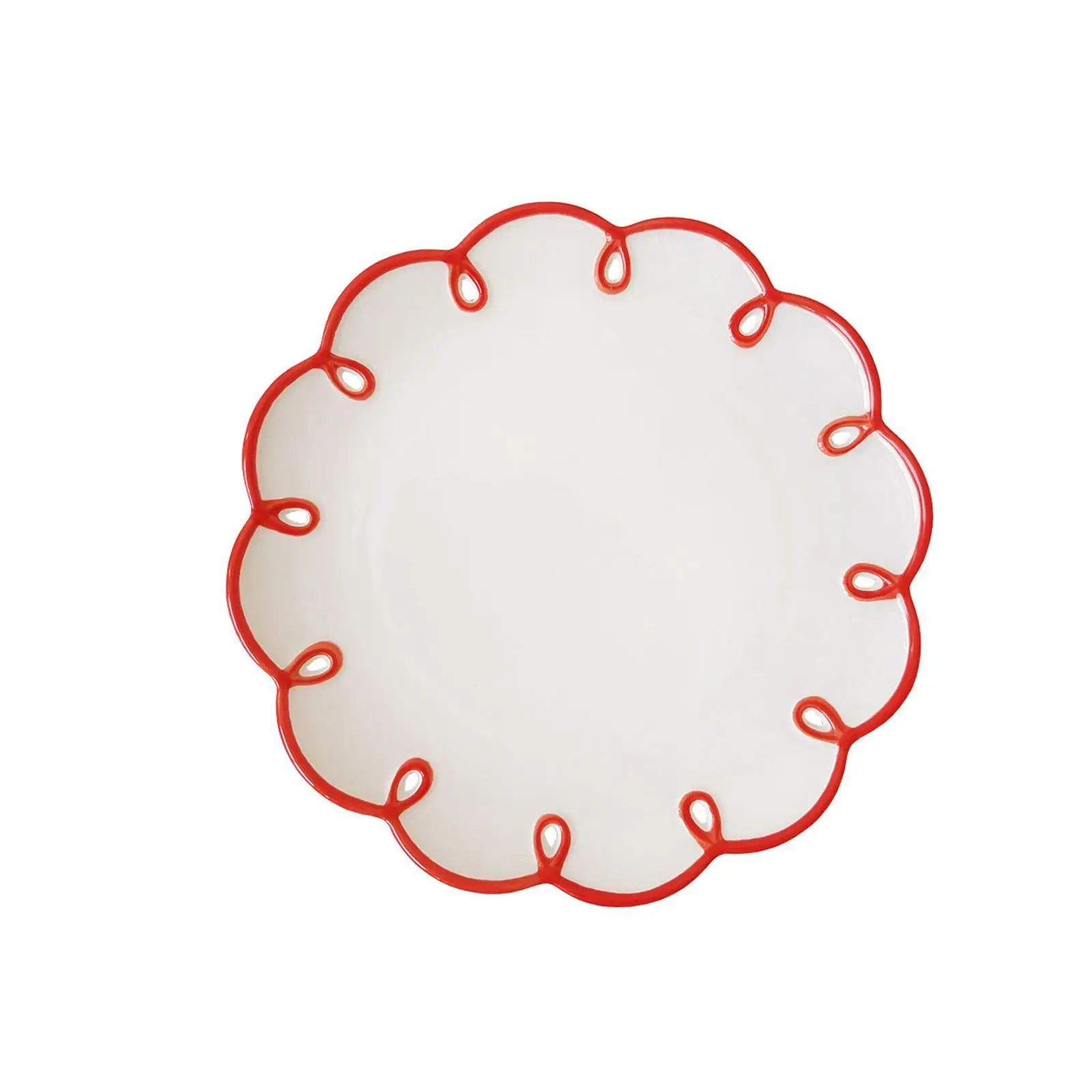 Porcelain Dessert Plate Flower Shape Wave Edge Beautiful Kitchen Plates for Tea Party Home Decoration