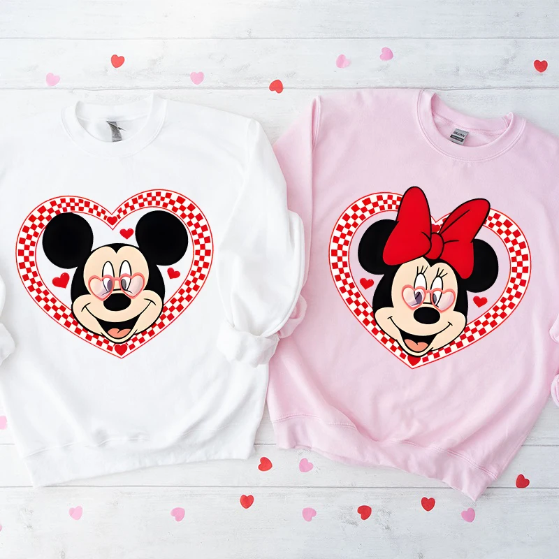 

Парные свитшоты с Микки Маусом и Минни, винтажный графический принт Y2K, для мужчин и женщин, одежда для медового месяца, повседневные парные толстовки, подарки