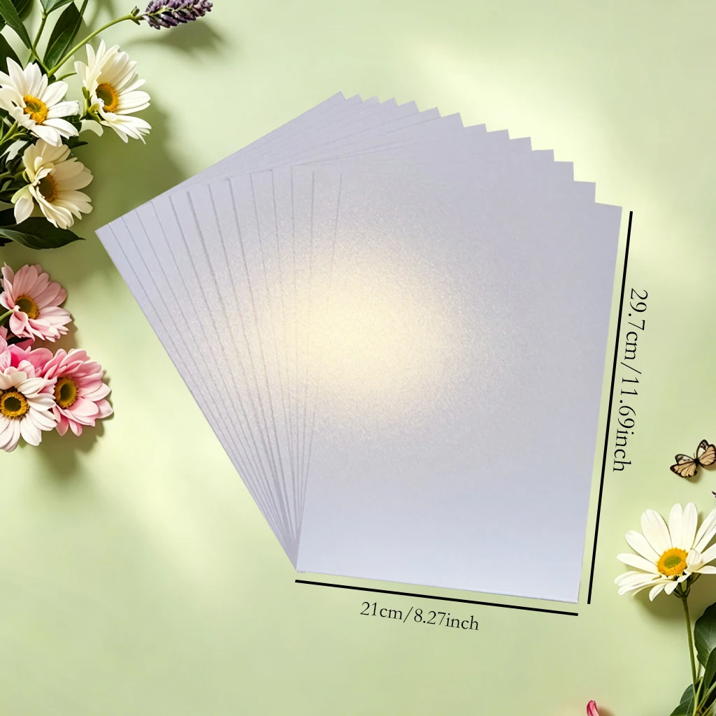 A4 20Pcs 80g Ice White Paper Ice White Self-Adhesive Pearl Adhesive Tape Thick Paper Laser Printing Making Business Invitation