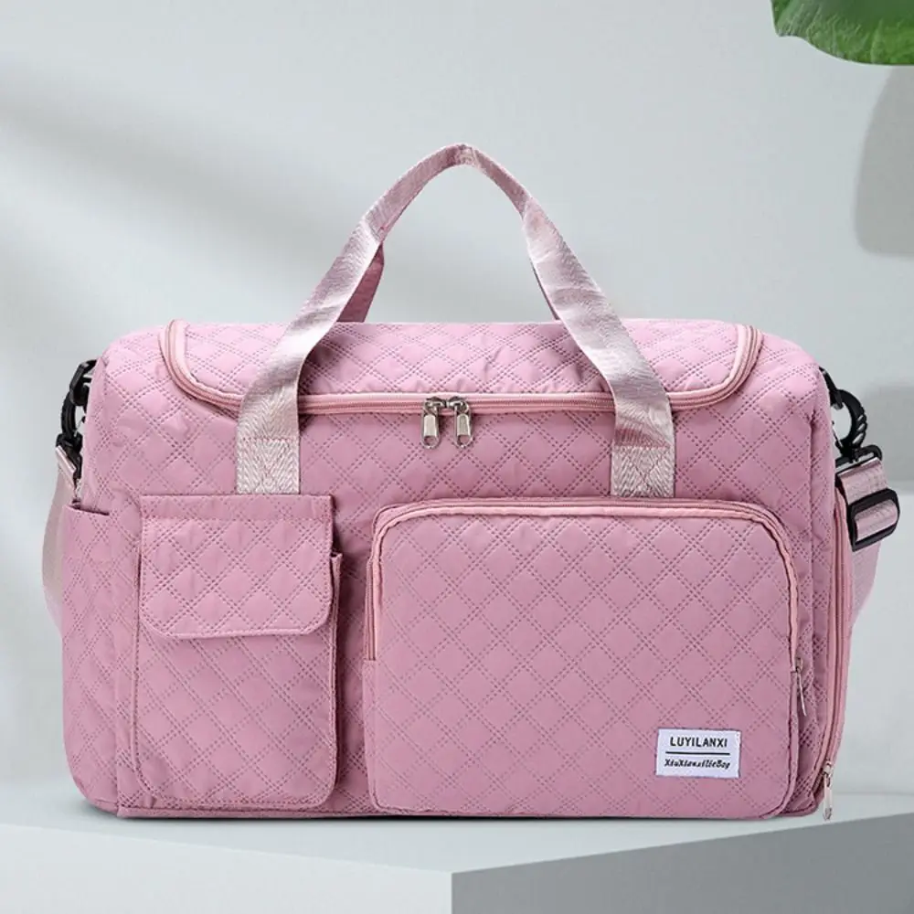 Fashion Oxford Luggage Bag Solid Color Large Capacity Quilted Gym Bag Single Shoulder Foldable Travel Handbag Daily