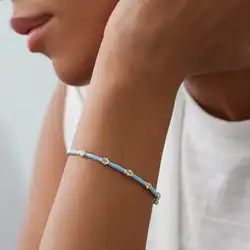 CZ Pastel Enamel Bangle Bracelet For Women Gold Color Rainbow Colorful Summer Jewelry