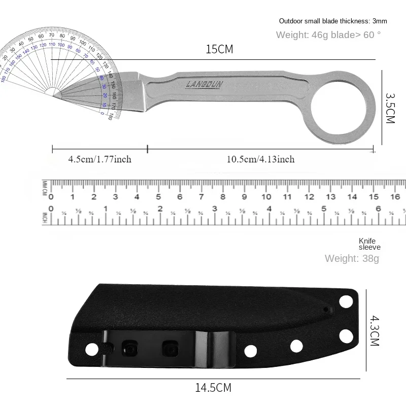 2024 Nowy mały nóż prosty do użytku na zewnątrz, nóż survivalowy o wysokiej twardości, przenośny nóż kempingowy EDC, nóż uniwersalny + osłona K Nóż kieszonkowy