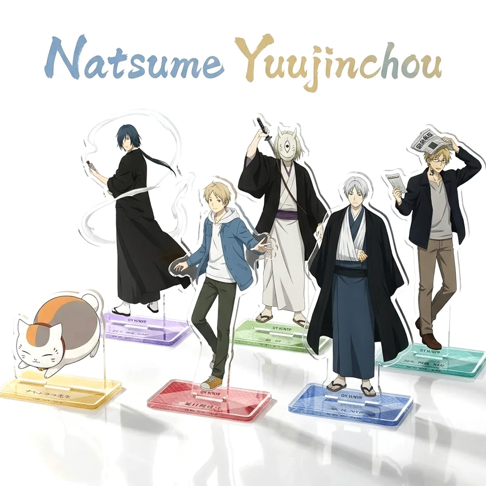 Anime Natsume Yuujinchou Takashi Natsume Madara Nyanko-sensei 15CM Double Sided Acrylic Stand Keychain Desk Decor Collect Gifts