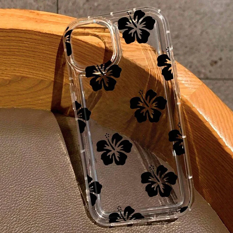 Realistic Lily Flower Print Clear Phone Case For iPhone 16 15 14