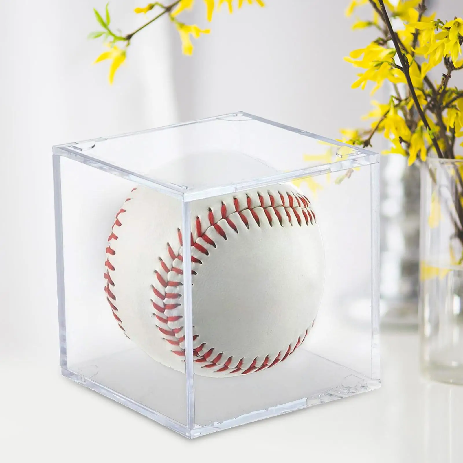 Baseball Holder Display Stand Showcase Cube 8cm Clear Acrylic Baseball Box