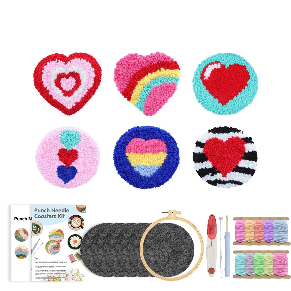 

Geometric Punch Needle Embroidery Kit for Beginner Adult Easy Magic Needle For Embroidery Kit Tool Rug Tufting Coaster Craft Art