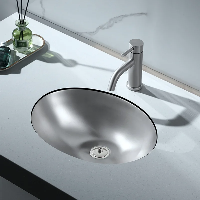 

Brushed Nickel Top Quality Bathroom sink SUS304 Stainless steel Hand Basin Embedded washbasin SUS304 Stainless steel Lavabo