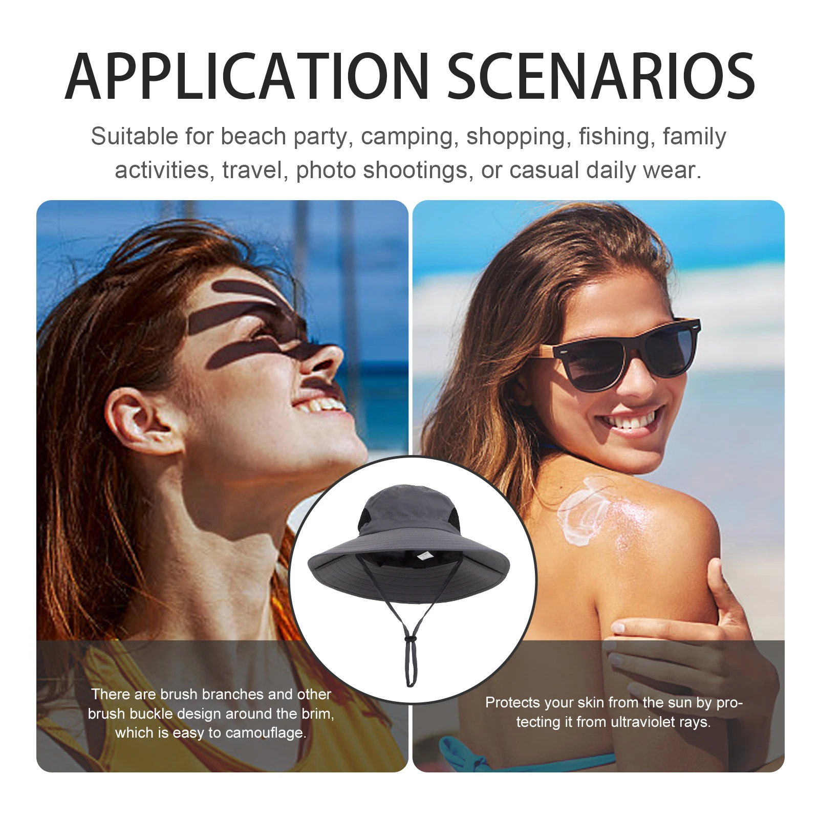 

Big Sunbonnet Sun Protection Fisherman Hat Waterproof Quick Dry For Beach Camping Travel Outdoor Sports Summer Sunscreen Bucket