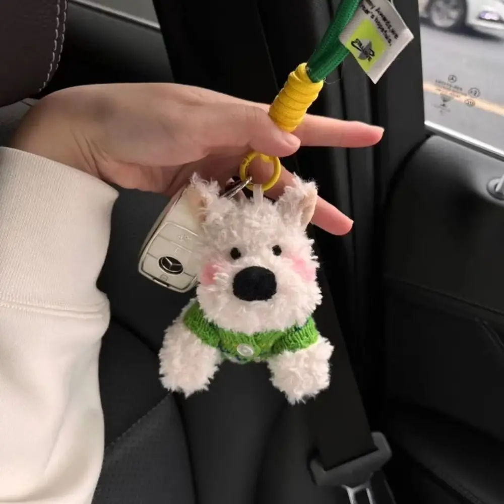 Colgante de bolso de las Tierras Oeste de peluche, Animal de dibujos animados, muñeco de cachorro de peluche antipérdida, llavero de peluche, colgante de coche bonito, colgante de bolso