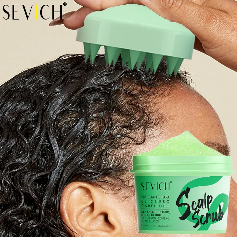 

SEVICH 2 In 1 Rosemary Scalp Scrub 100g Oil Control Deep Cleansing Shampoo Silicone Head Scalp Massage Comb Scalp Clean Care