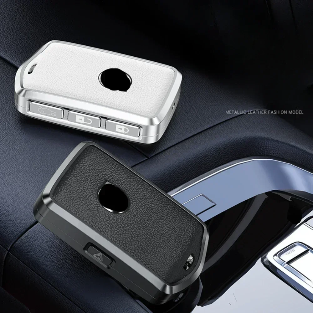 Aluminum Alloy Leather Car Key Case Cover Shell For Volvo S90 S60 XC60 XC90 XC40 C40 V60 V90 T6 T8 Auto Accessaries Keychain