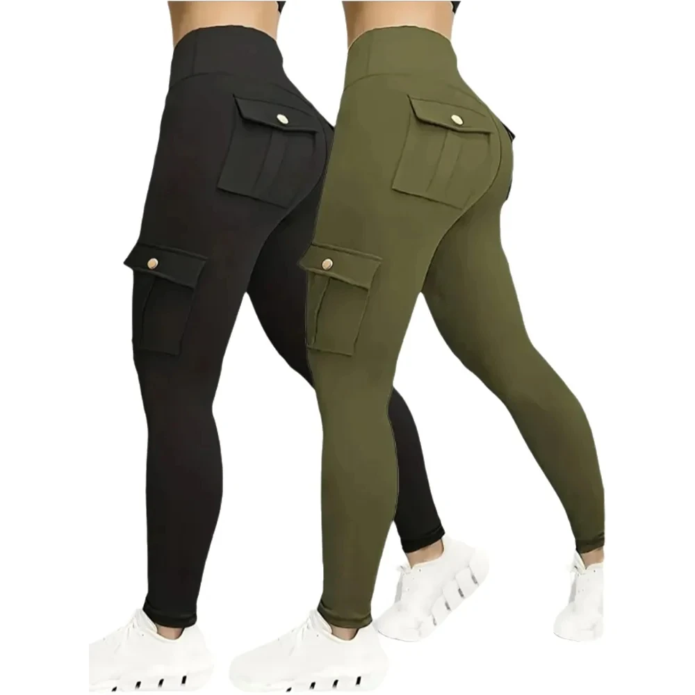 1/2/3 Pcs Seamless Yoga Cargo Leggings With Pocket Women Fashion Hip Lifting Sport Pants High Waist Fitness Elastic Slim Tight
