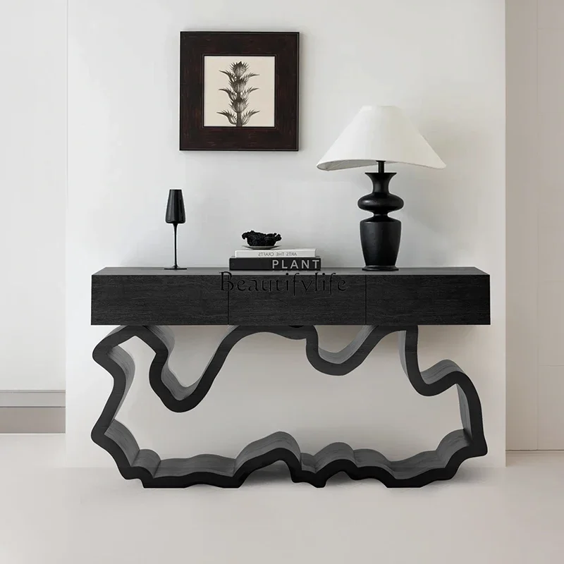 

09Z.*French solid wood entrance table, extremely narrow table, designer high-end art entrance cabinet