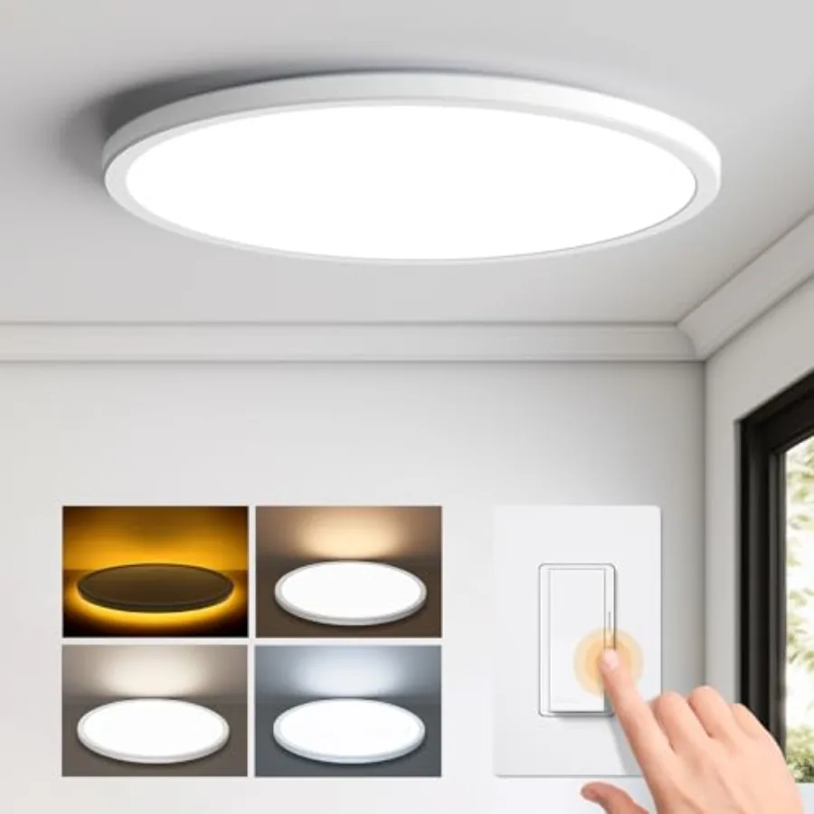 

15.4in LED Flush Mount Ceiling Light with Night Light, 36W Dimmable Light Fixture, 3000K/4000K/5000K Selectable, Low Profile Ce