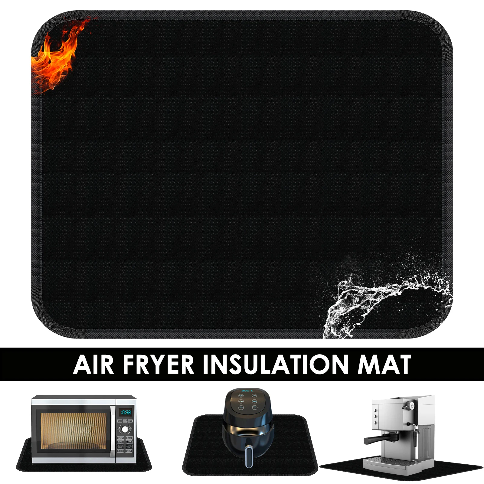 

2Pcs Heat Resistant Mats for Air Fryer Coffee Maker Oven Fireproof Waterproof Grill Mat Multipurpose Appliance Protector Pads