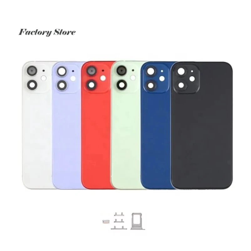 Rear Back Housing cover For iPhone 12 mini A2399 Battery Cover Rear Door with Chassis Frame + SIM Tray + Side Key Parts