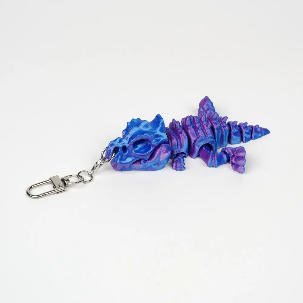 3D Printed Tyrannosaurus Rex Skeleton Model with Keychain Gradient T-Rex Action Figure Rotatable Joints Dinosaur Model