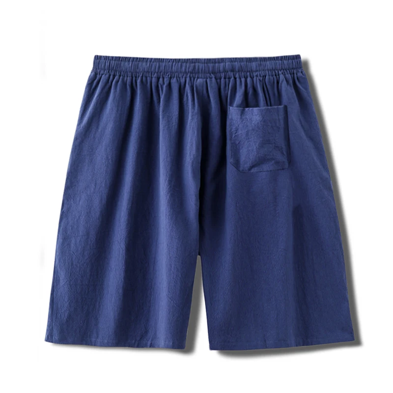 Summer Cotton Linen Shorts Men Fashion Casual Linen Short Pants Big Size 14XL 15XL Shorts Solid Color Elastic Waist Bottoms Male