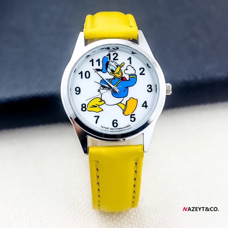 New Disney Donald Duck Children's Watch with Multi Color Leather Strap for Boys and Girls, Fashion Sports Style, Student gifts