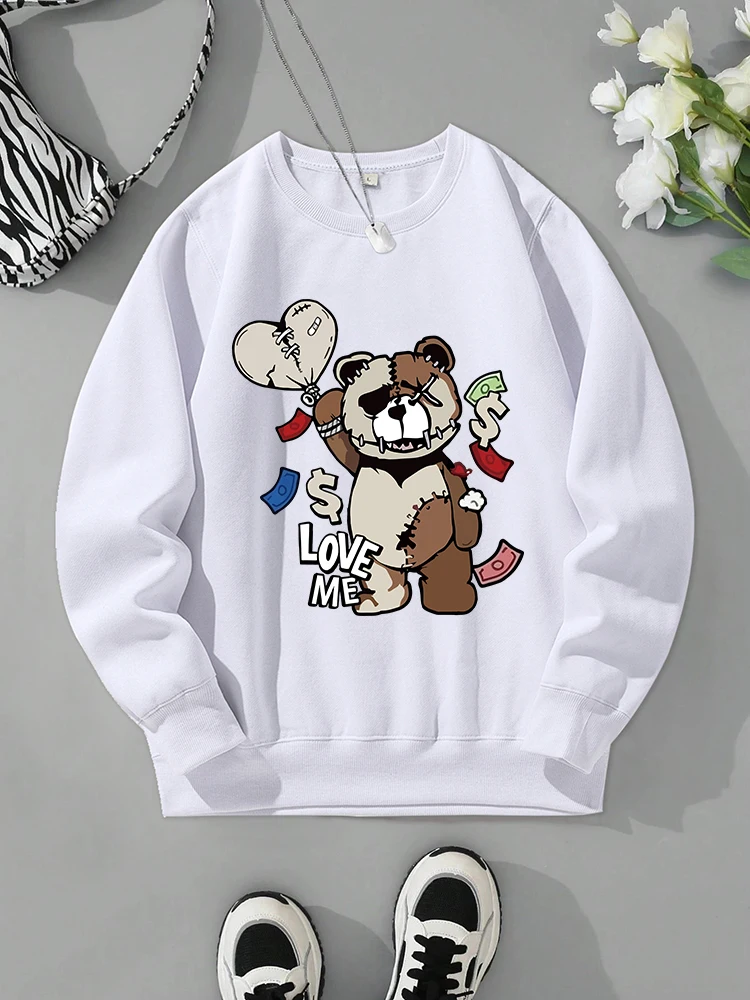 Cartoon Muppet Bear Print Women'S Sweatshirt  Loose Casual Comfortable Tracksuit Autumn Crew Neck Clothing Fashion Vintage Tops