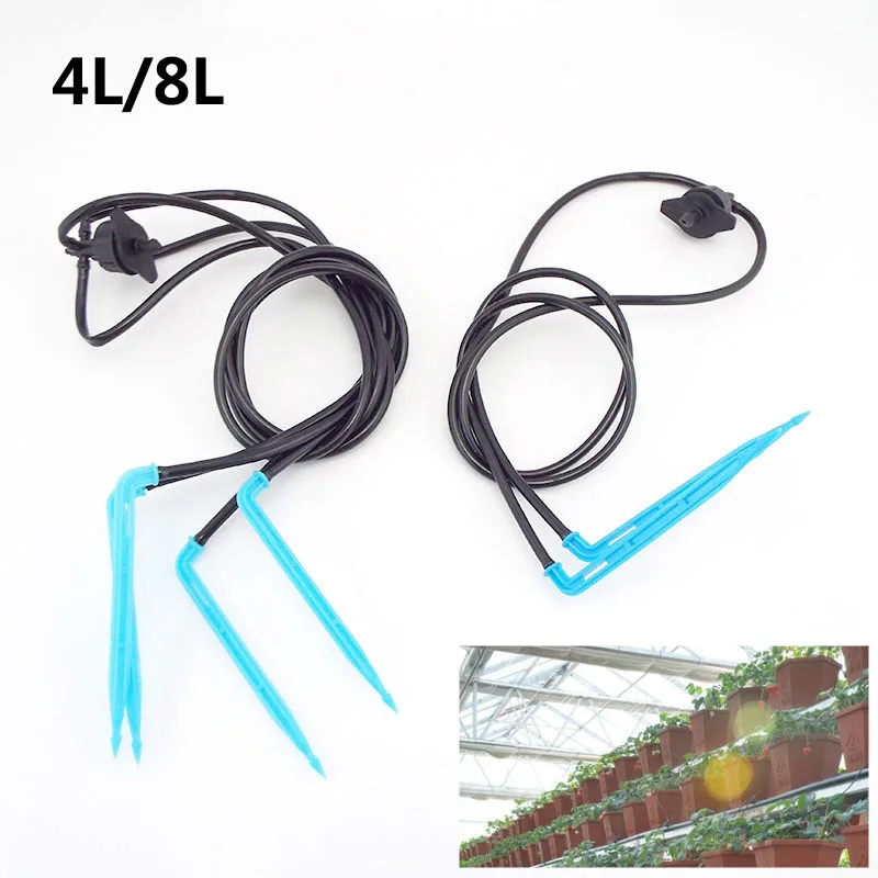 1set 4L 8L 4way arrow drip emitter irrigation system 3/5 hose 2 way micro flow dripper For garden self Watering greenhouse