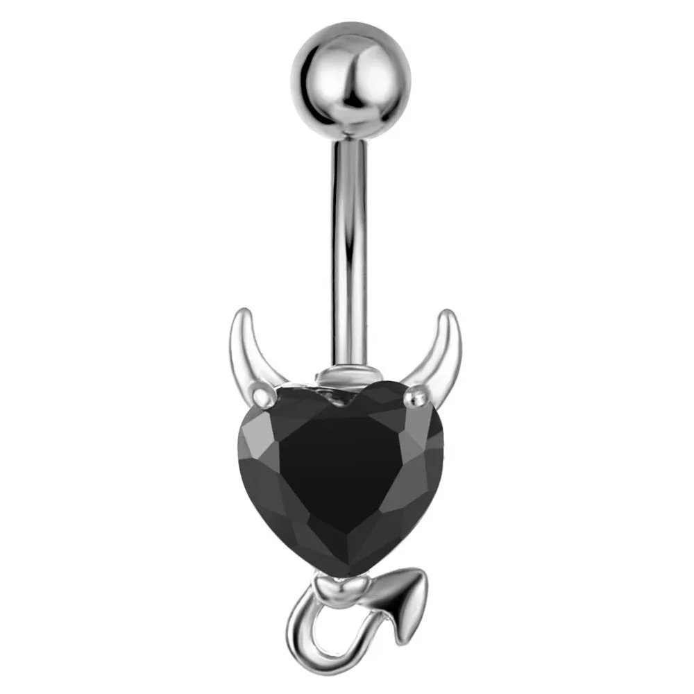 30pcs Heart Zircon Belly Bar Belly Button Rings Body Piercing Jewelry for Women 14G Navel Curved Crystal Gem