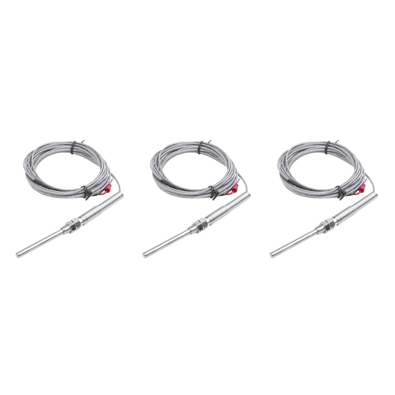 【Горячая】3X K Тип 50X5 мм 800C Зонд Термопара Кабель датчика температуры 9,8 фута 3 метра