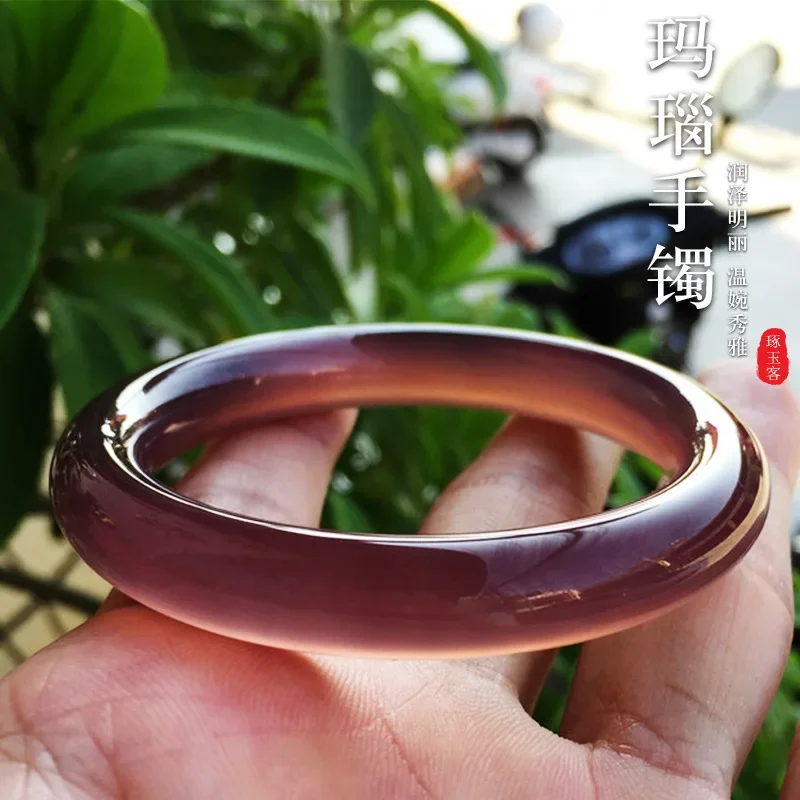 Brazilian Emperor Purple Jade Marrow Round Bar Bracelet Elegant Ladies and Girls Natural Jewelry for Good Health Luxury Bangle