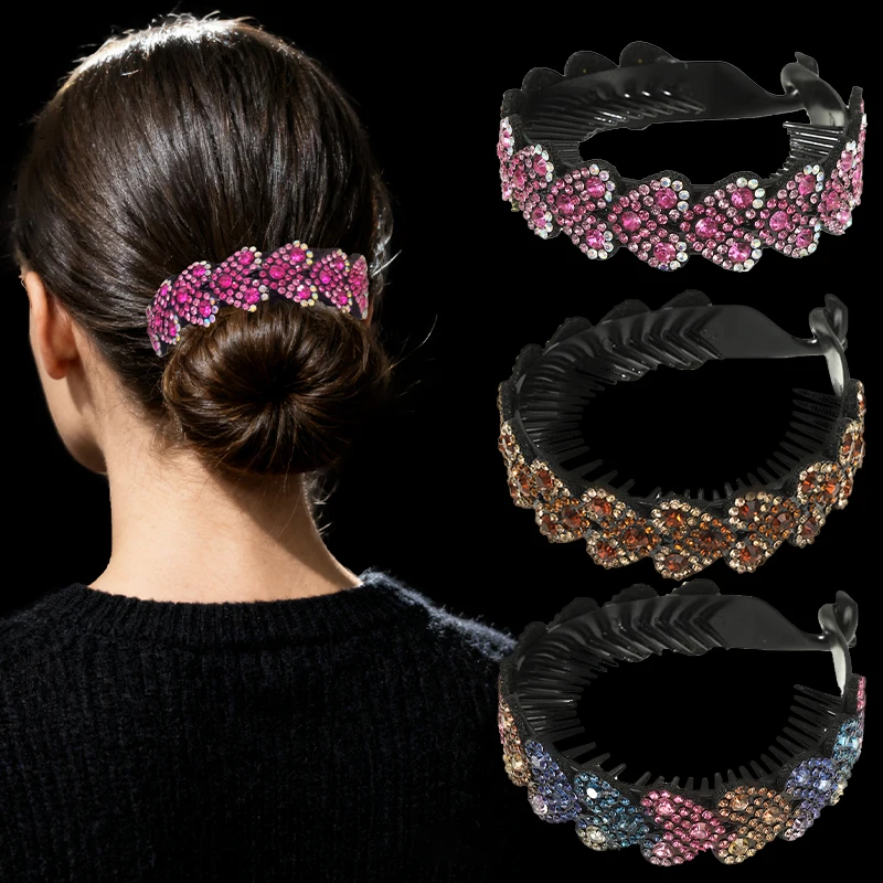 AWAYTR Rhinestone Colorful Hearts Love Hairpin Bun Hair Claw Ponytail Buckle Hair Clip Expand Barrettes Women Hair Accessories