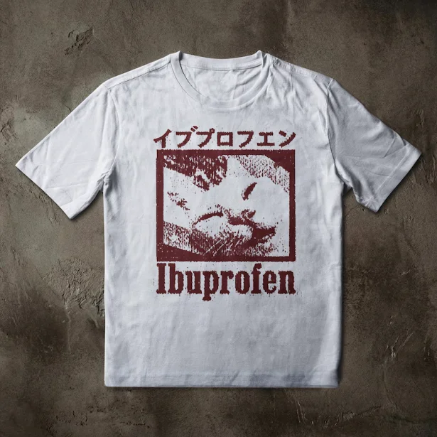 Ibuprofen-Katzen-Meme-T-Shirt, Herren, Unisex, 100 % Baumwolle, kurzärmeliges T-Shirt, Retro, lässiger, modischer Stil. – Detail 1