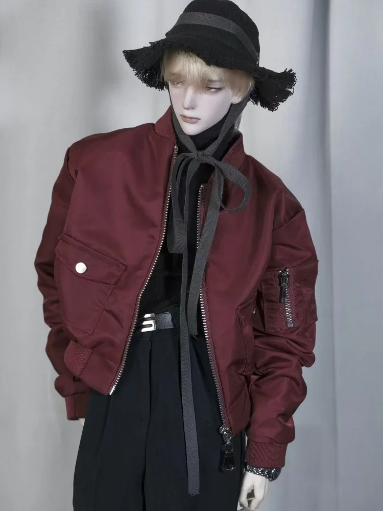 Ubranka dla lalek BJD dla lalek o wysokości 75 cm, czerwono-czarno-khaki płaszcz, kurtka, akcesoria odzieżowe dla lalek (tylko płaszcz, bez lalki)