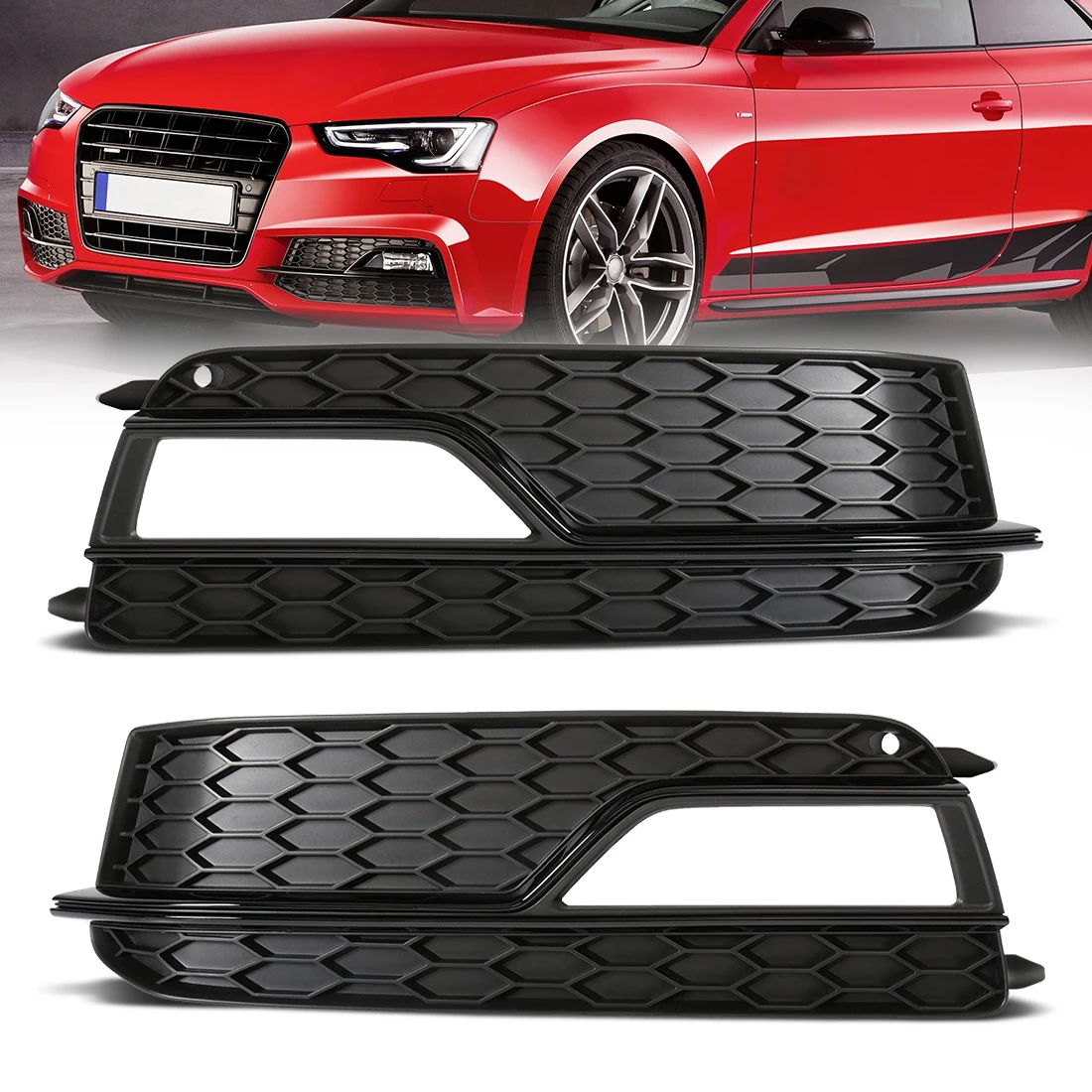 

Car Front Bumper Fog Lamp Grille Grill Cover ABS Black 8T0807681K 8T0807682K For Audi A5 Sport 2013 2014 2015 2016 Accessories