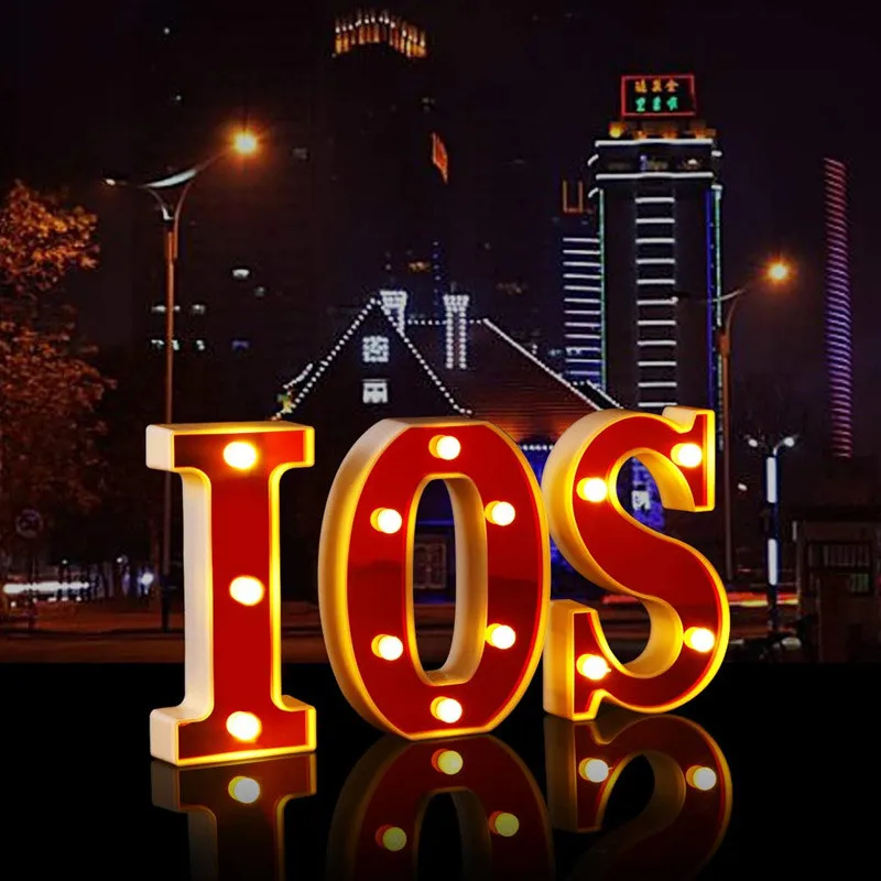 Red 26 English Letter LED Night Light Marquee Alphabet Lamp Home Club Outdoor Indoor Christmas Party Wedding Wall Decoration