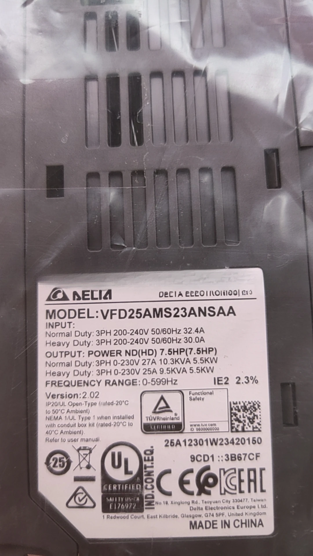 New Original Three Phase Frequency Converter VFD Variable Frequency Drive VFD25AMS23ANSAA for Industrial and Lab Use
