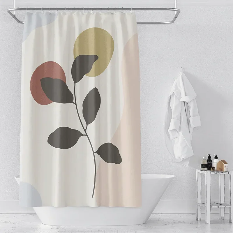 isn't wind simple Morandi bathroom shower curtain printed room partition  waterproof polyester light-transmitting